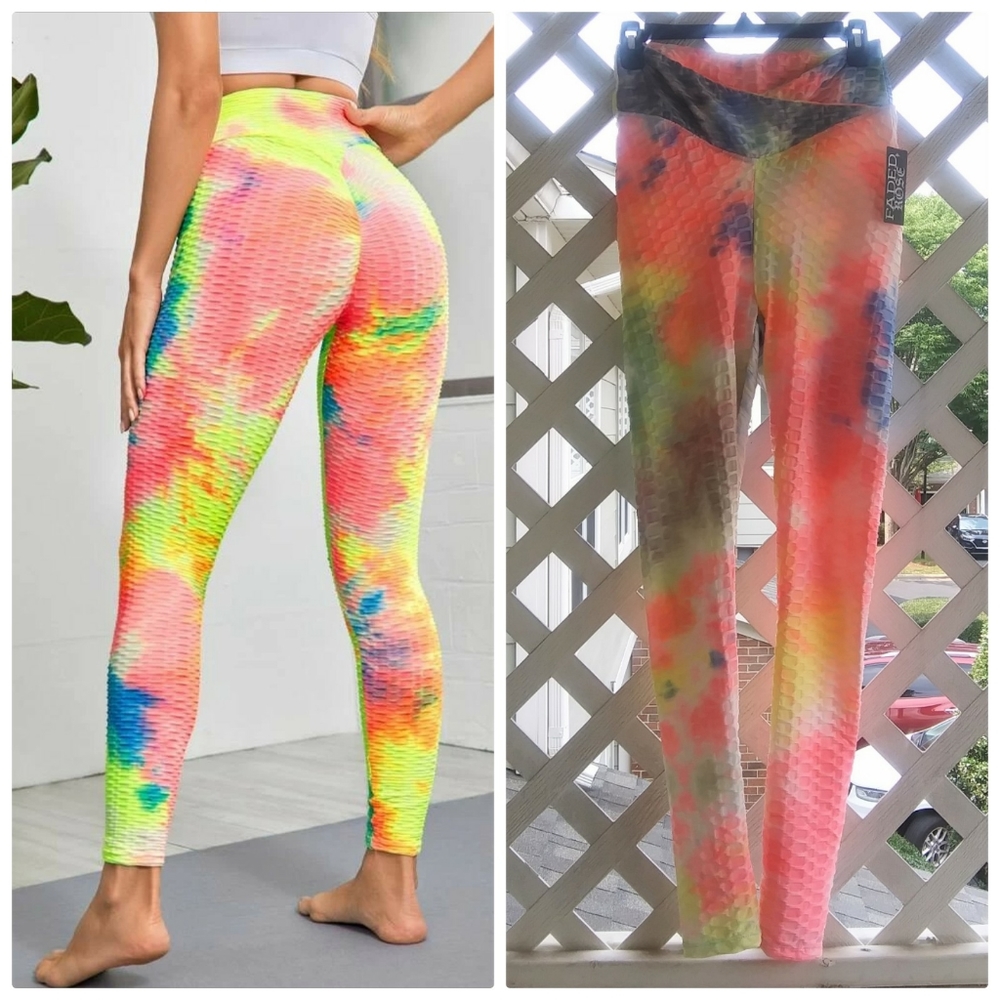 NWT Ruched Bum Tie-Dye Honeycomb Leggings 🍑
